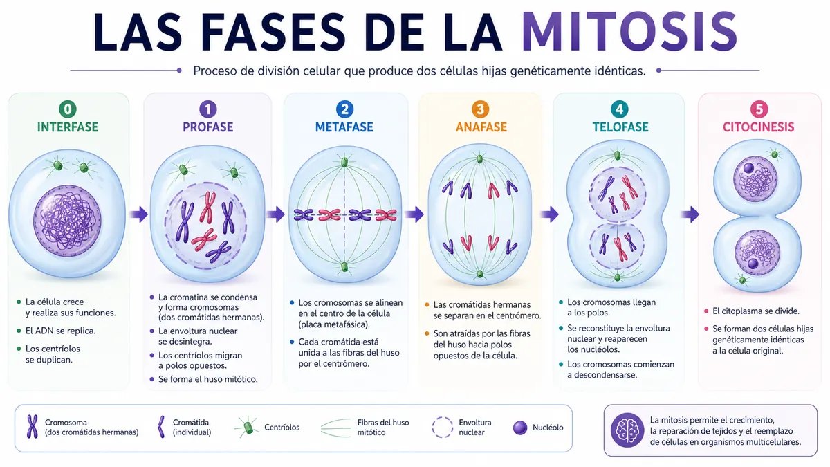 Fases de la mitosis: explicación sencilla de cada etapa