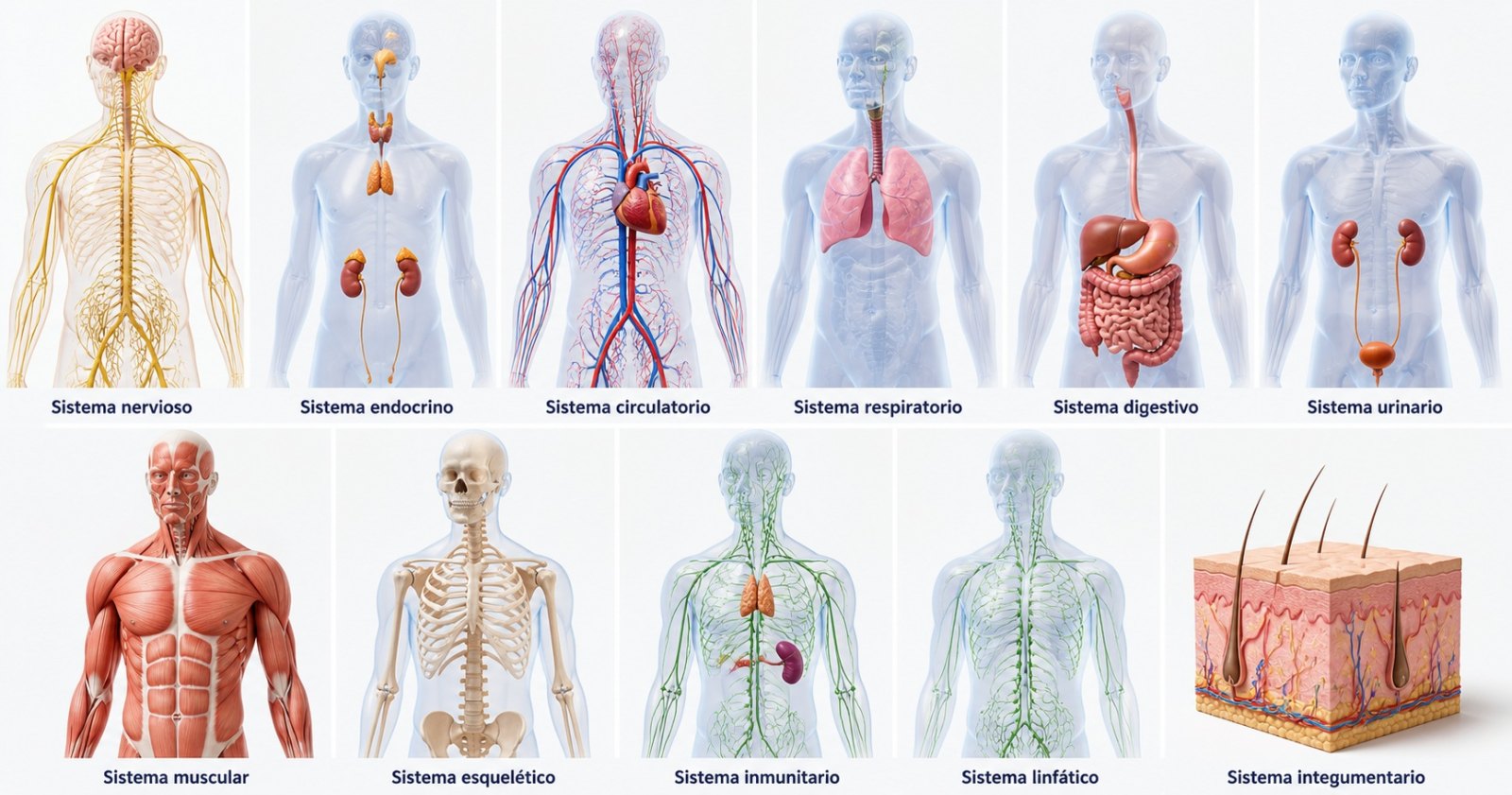 Los 12 sistemas del cuerpo humano y cómo funcionan